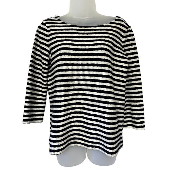 Banana Republic Sz S Navy and Cream Striped Textured Nautical Bateau Sweater - Picture 2 of 4